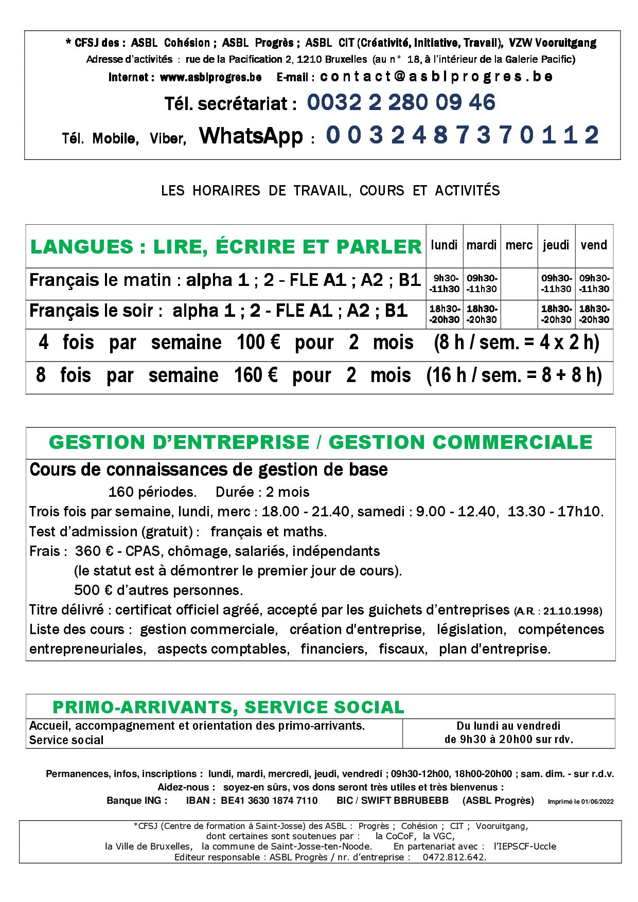 Cours de français langue étrangère, FLE, alphabétisation, connaissances de gestion de base, débutant, moyen, avancé, A1, A2, B1, à distance, online, par internet, à domicile, en classe, présentiel, pendant les congés scolaires, grand vacances. Formation, courte, accélérée, intensive, soir, matin, en journée, week-end, samedi, dimanche, stage, atelier, à côté de la place Saint-Josse, métro Madou, Bruxelles, Belgique. French language course, school, FLE, beginner, intermediate, advanced, A1, A2, B1, online, internet, at home, in class, face-to-face, during school holidays, long vacation. Training, short, accelerated, intensive, evening, morning, daytime, weekend, Saturday, Sunday, internship, Belgium, in Brussels, in Saint-Josse, metro Madou.