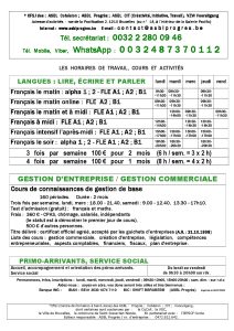 Cours de français langue étrangère, FLE, alphabétisation, connaissances de gestion de base, débutant, moyen, avancé, A1, A2, B1, à distance, online, par internet, à domicile, en classe, présentiel, pendant les congés scolaires, grand vacances. Formation, courte, accélérée, intensive, soir, matin, en journée, week-end, samedi, dimanche, stage, atelier, à côté de la place Saint-Josse, métro Madou, Bruxelles, Belgique. French language course, school, FLE, beginner, intermediate, advanced, A1, A2, B1, online, internet, at home, in class, face-to-face, during school holidays, long vacation. Training, short, accelerated, intensive, evening, morning, daytime, weekend, Saturday, Sunday, internship, Belgium, in Brussels, in Saint-Josse, metro Madou